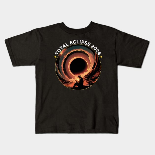 READING IN THE TOTAL ECLIPSE 2024 Kids T-Shirt by Lolane